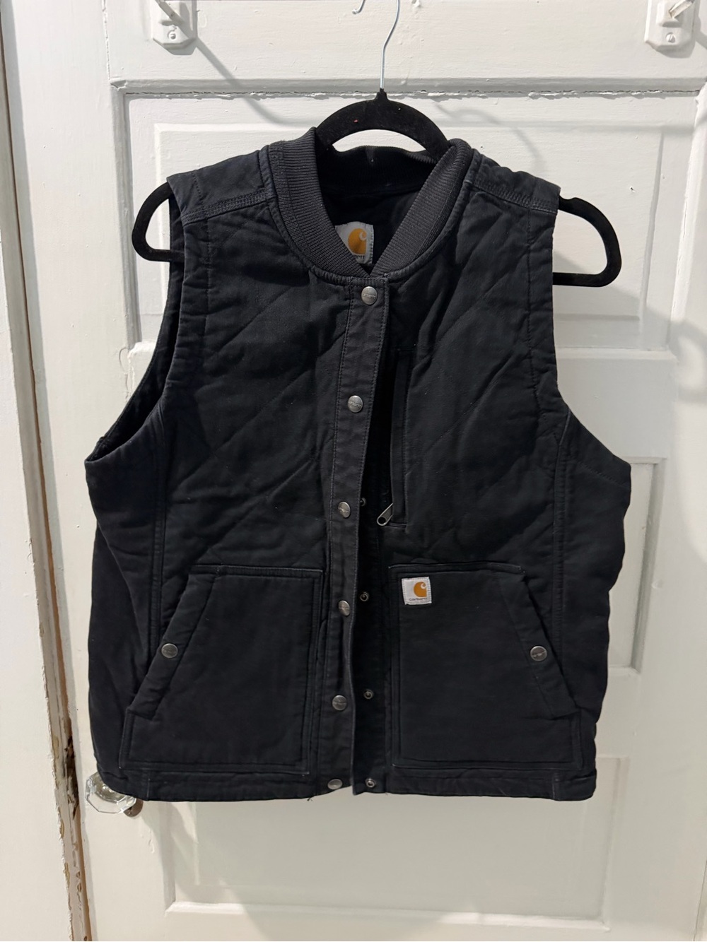 Carhartt Black Quilted Work Vest with Logo Patch